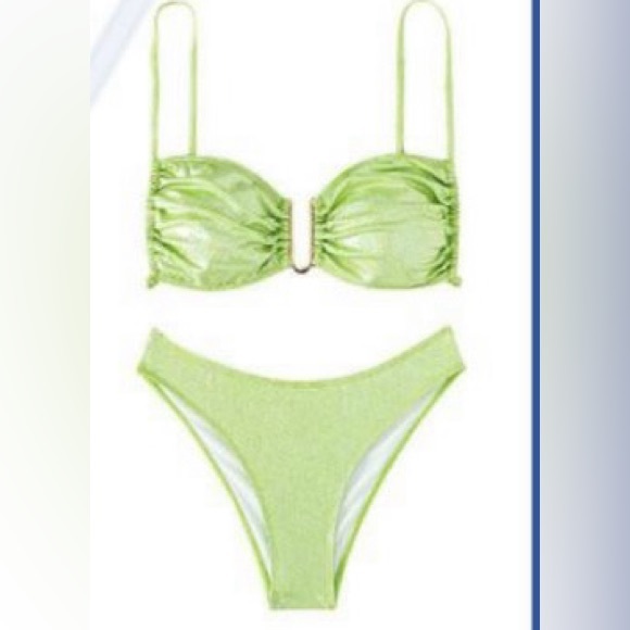Mystic Metallic 2-Piece Bikini Set-Lime - Picture 1 of 2
